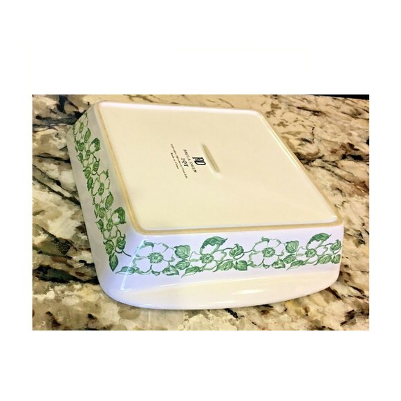 Paula Deen 1 Qt Recipe Baking Dish CORN CASSEROLE Dogwood White Green Retired - Picture 4 of 5